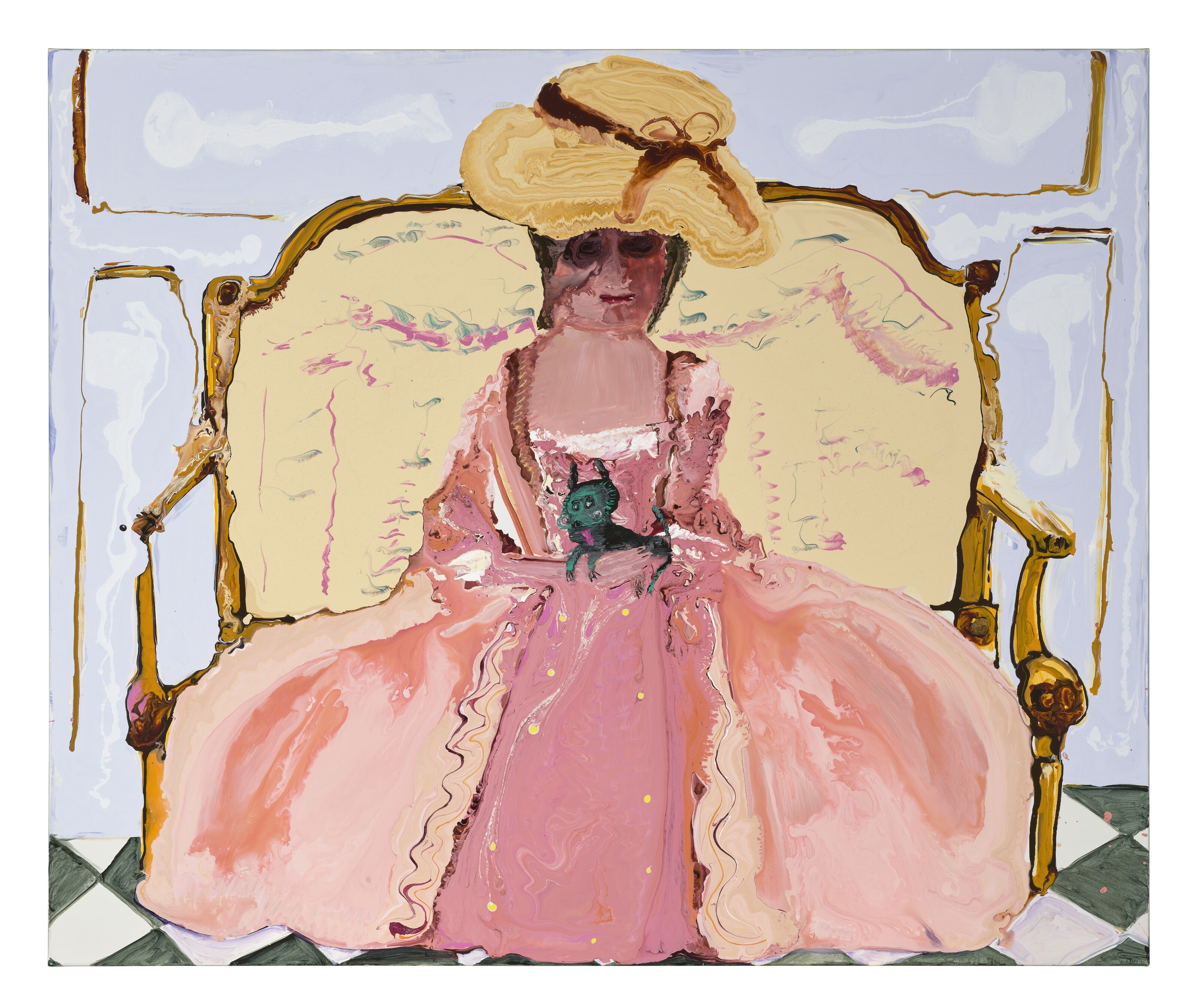Artwork by Genieve Figgis, Lady With A Dog, Made of acrylic on canvas