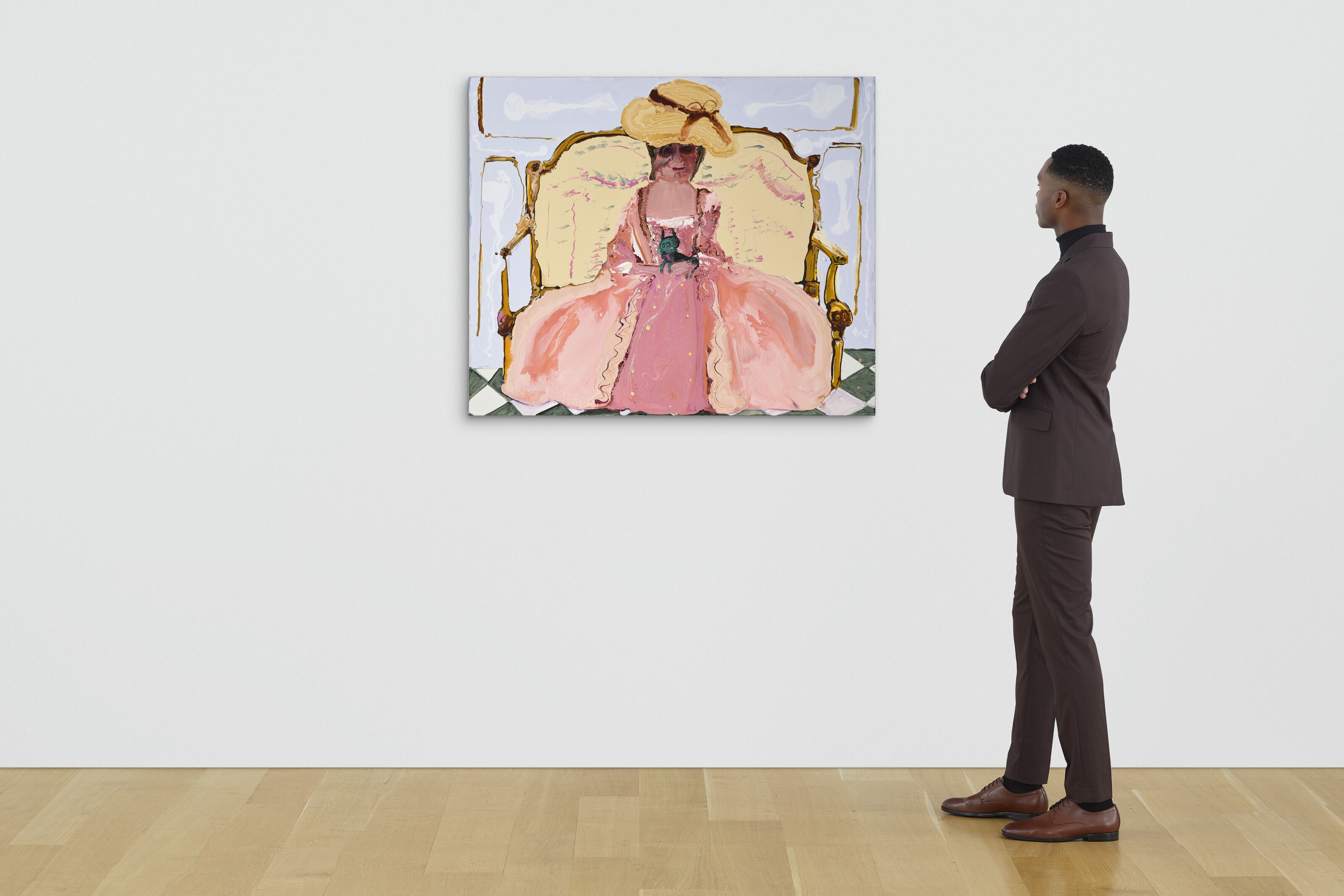 Artwork by Genieve Figgis, Lady With A Dog, Made of acrylic on canvas