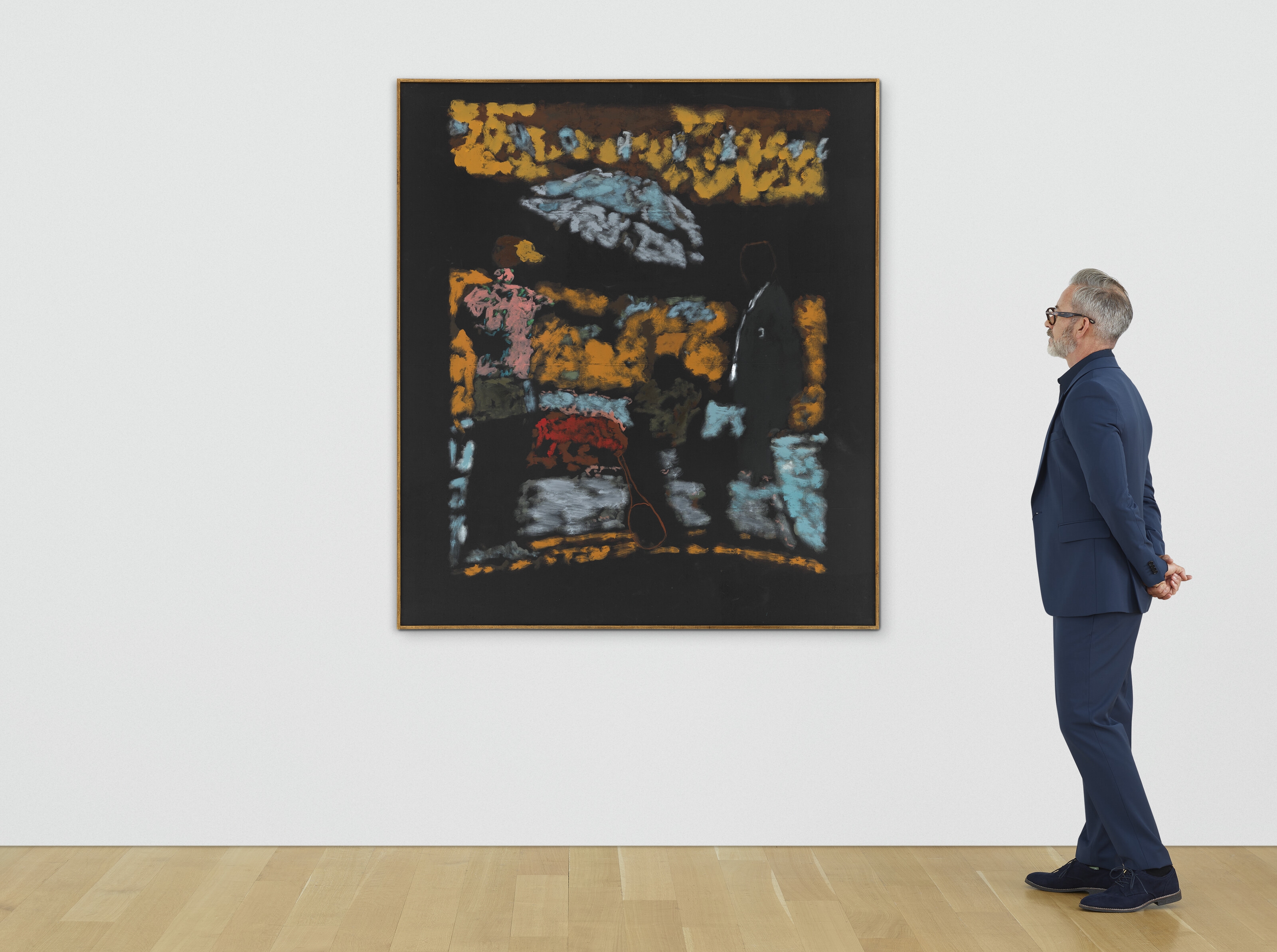 Artwork by Reggie Burrows Hodges, For the Greater Good: Orange, Made of acrylic and pastel on linen