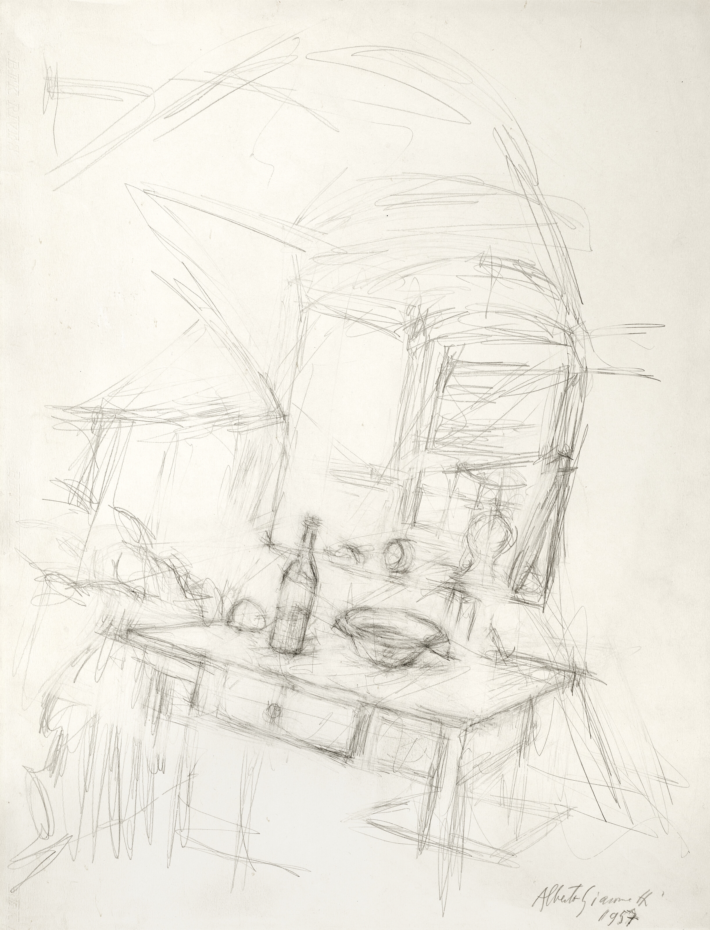 Artwork by Alberto Giacometti, La Lucarne, Made of pencil on paper