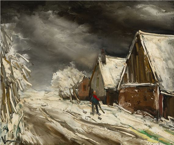 Rue de village sous la neige