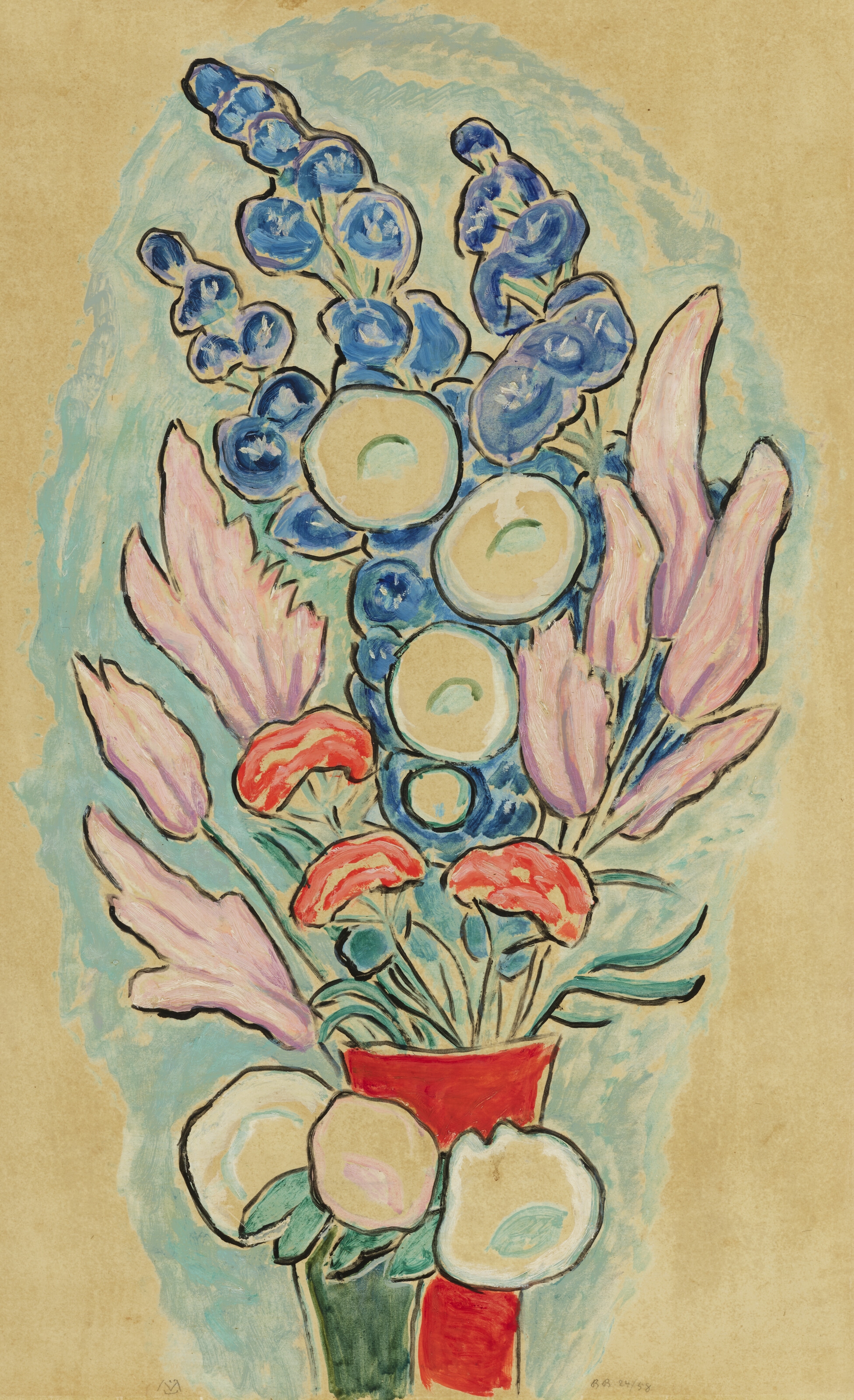 Artwork by Gabriele Münter, Ritter, Glocken, Lichnis, Rosen, Made of oil on board