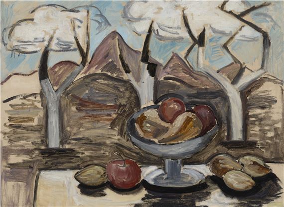 Compote of Fruit and Landscape