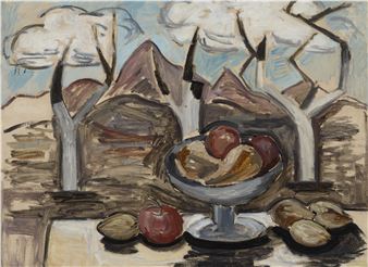 Compote of Fruit and Landscape