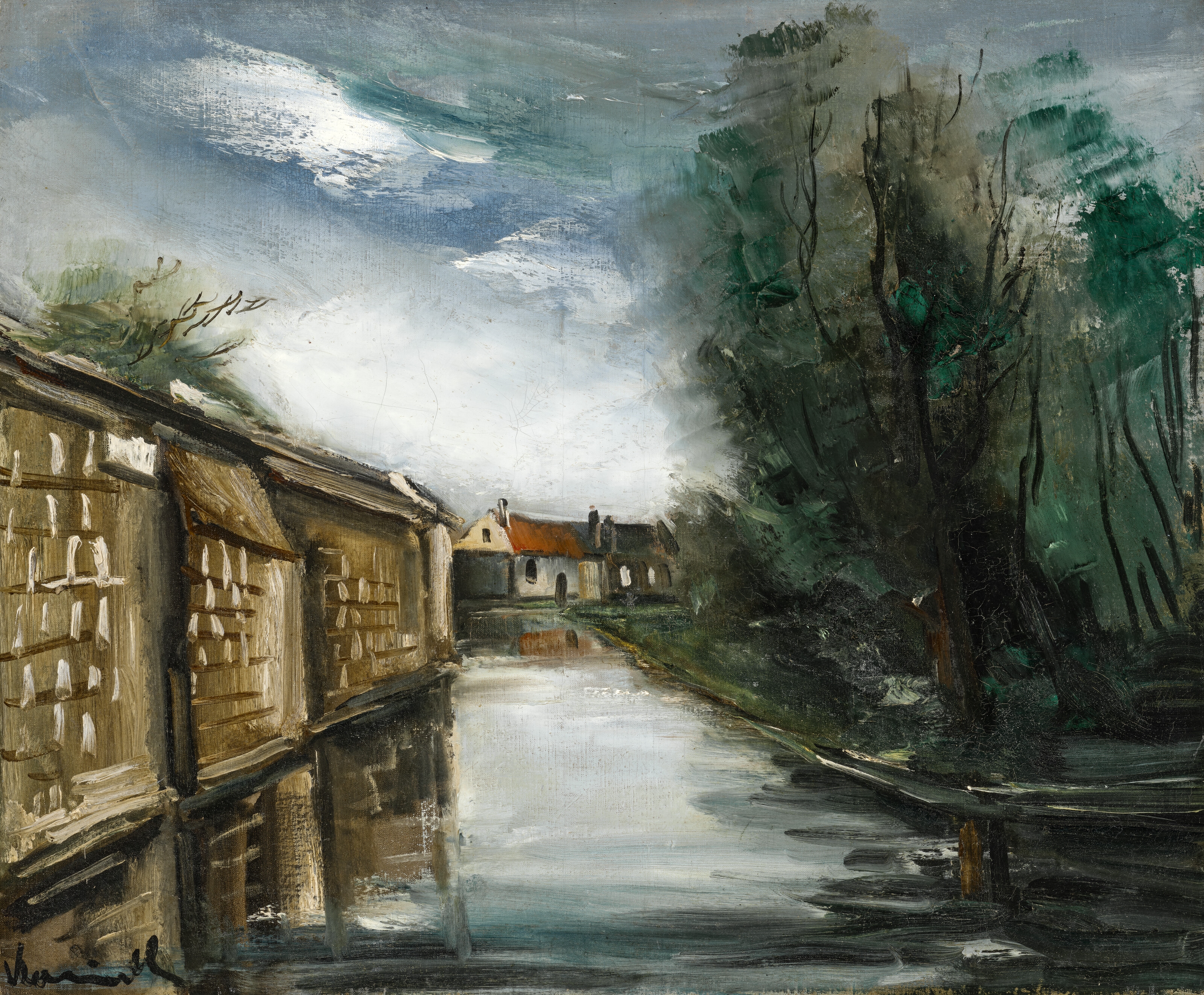 Artwork by Maurice de Vlaminck, Le village et le canal, Made of oil on canvas