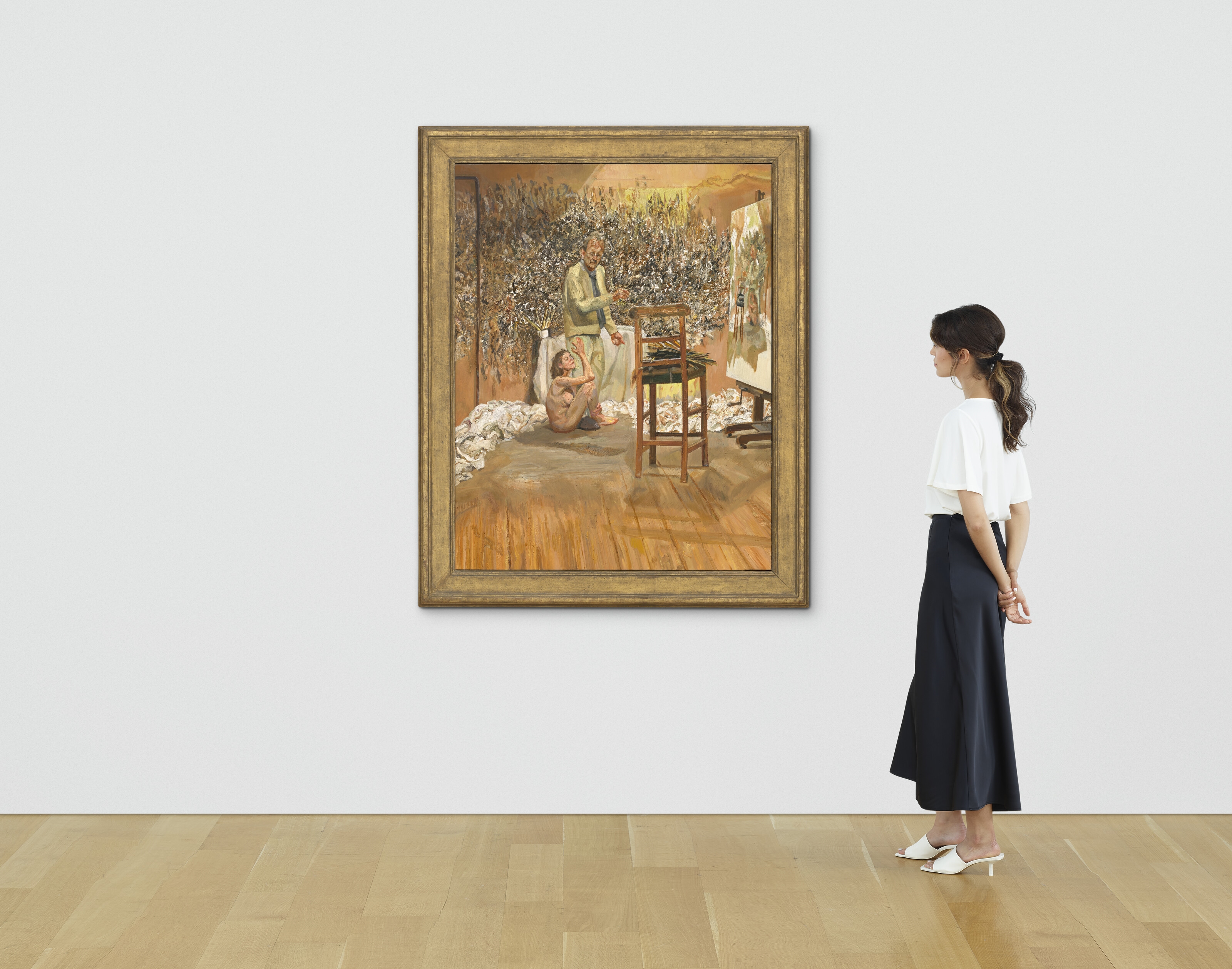 Artwork by Lucian Freud, The Painter Surprised by a Naked Admirer, Made of oil on canvas