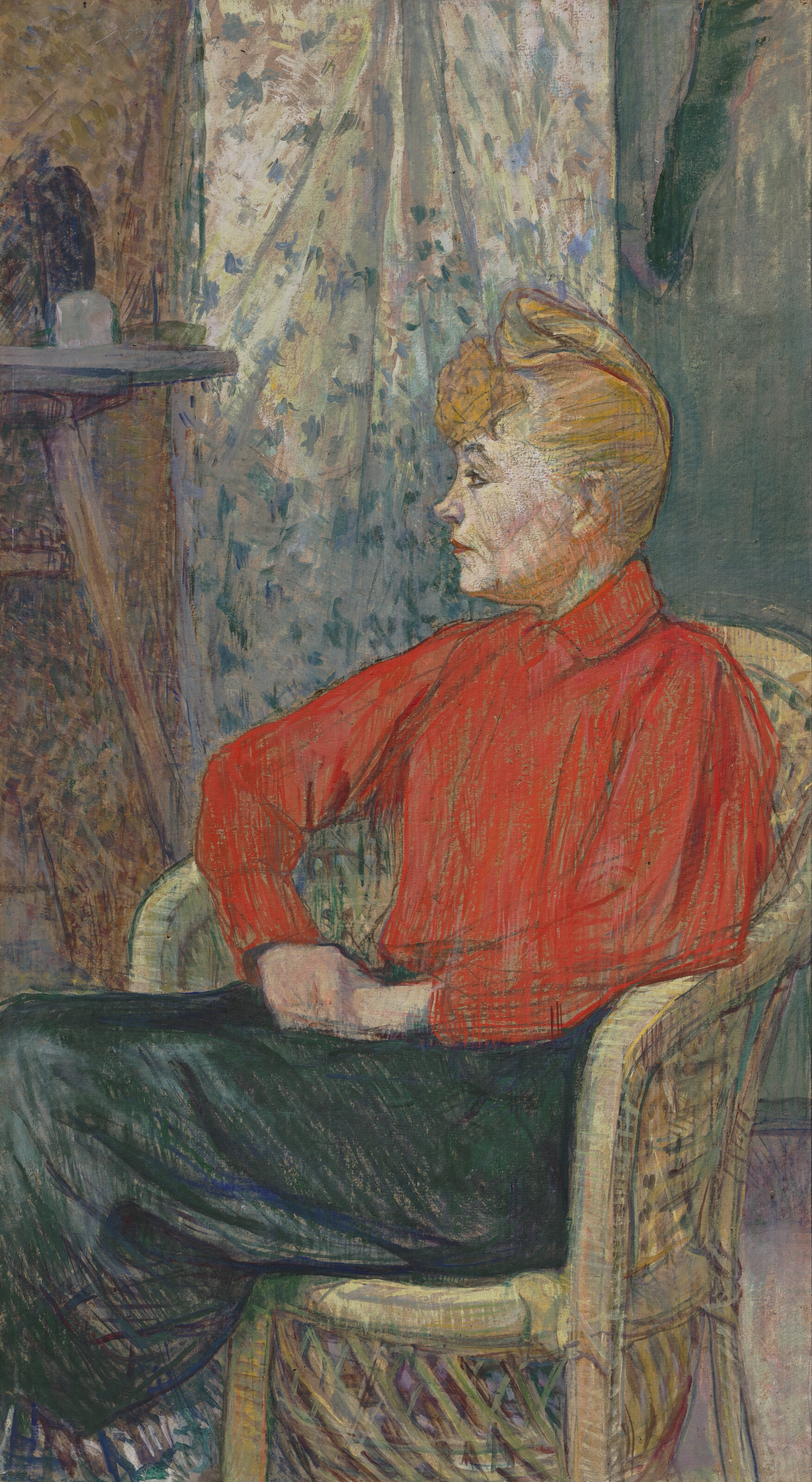 Artwork by Henri de Toulouse-Lautrec, Femme assise de profil vers la gauche, Made of peinture à l'essence on board