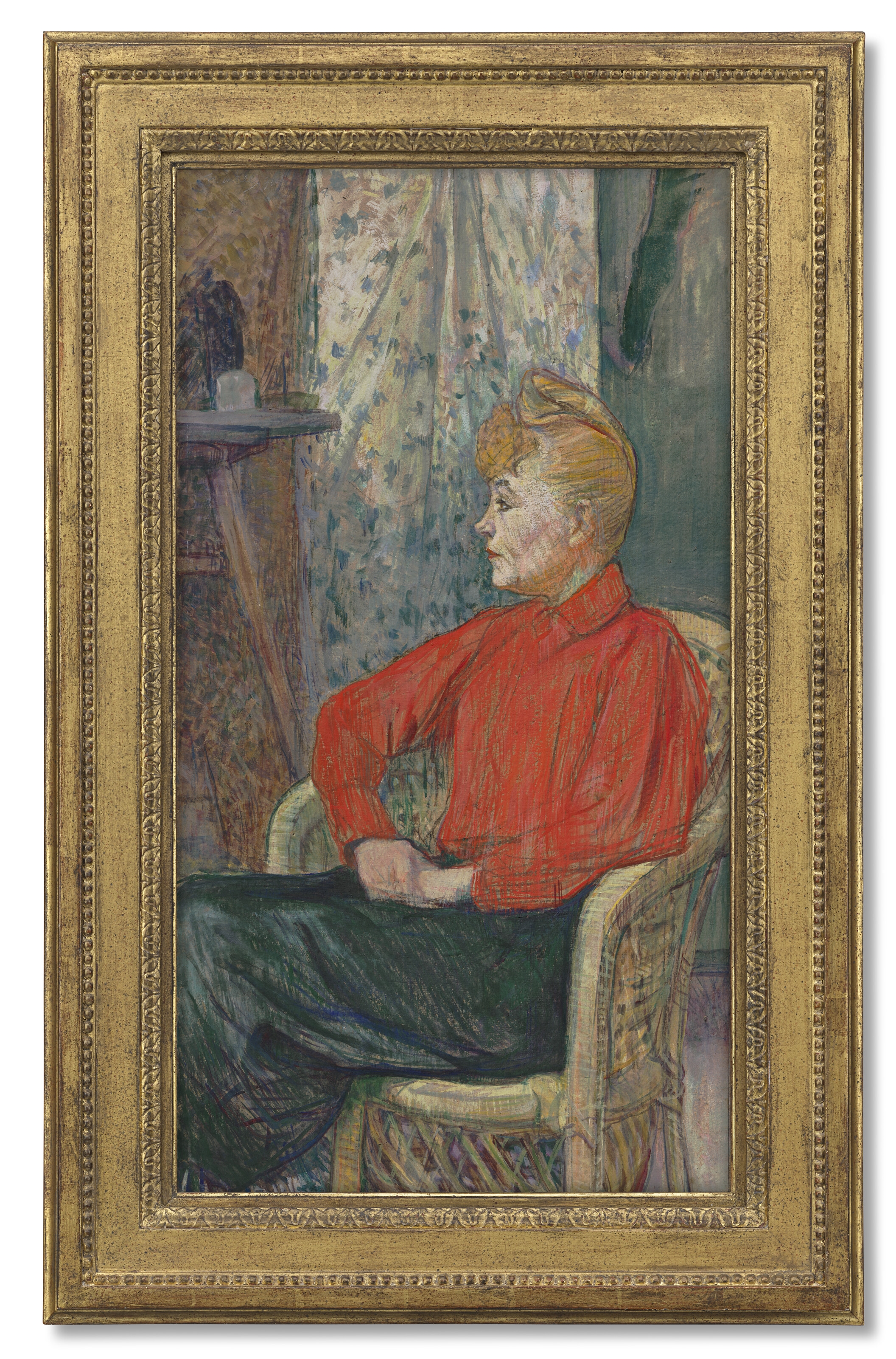 Artwork by Henri de Toulouse-Lautrec, Femme assise de profil vers la gauche, Made of peinture à l'essence on board