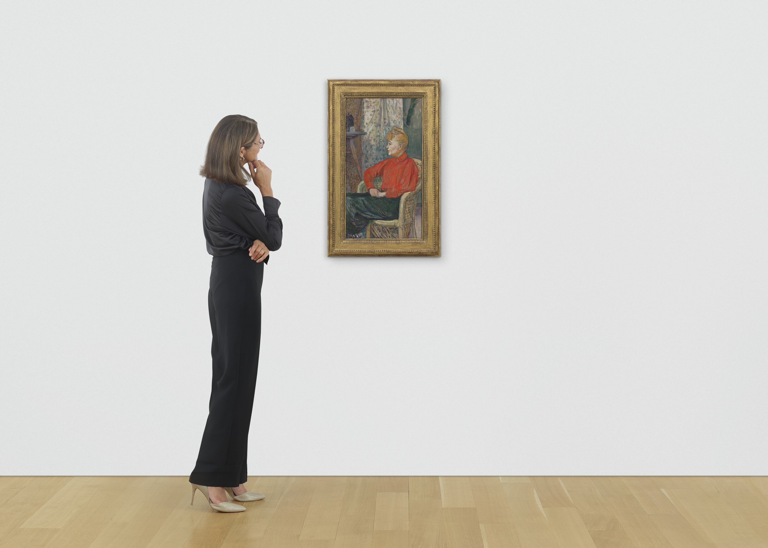 Artwork by Henri de Toulouse-Lautrec, Femme assise de profil vers la gauche, Made of peinture à l'essence on board