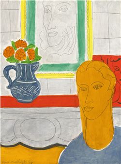 Figure et bouquet (Tête ocre) - Henri Matisse