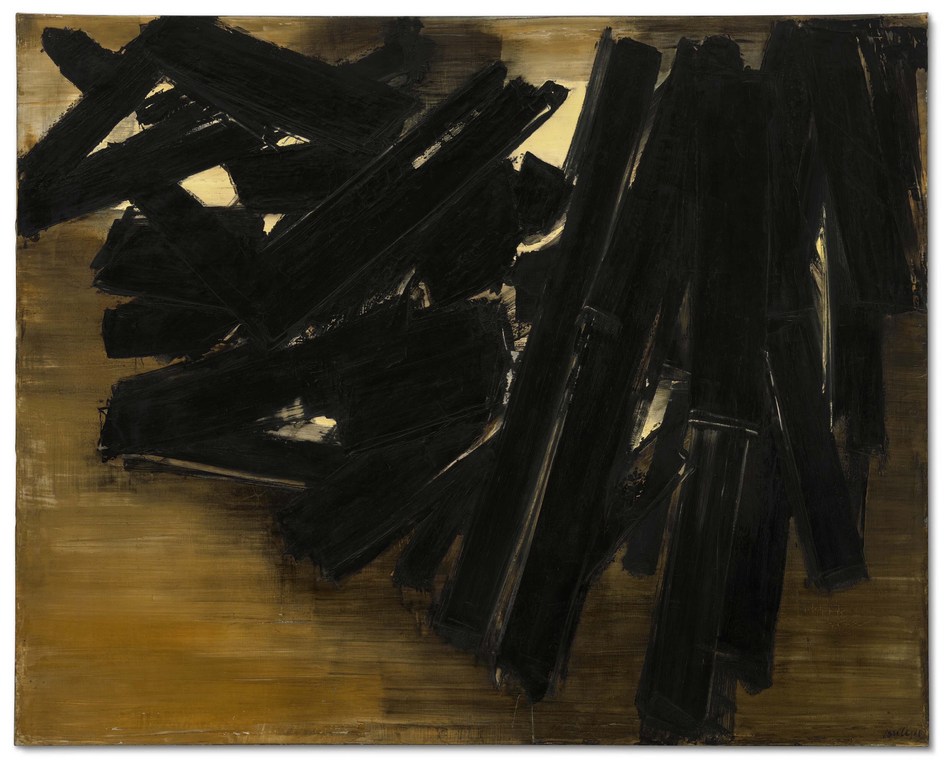 Artwork by Pierre Soulages, Peinture 161 x 200 cm, 14 novembre 1958, Made of oil on canvas
