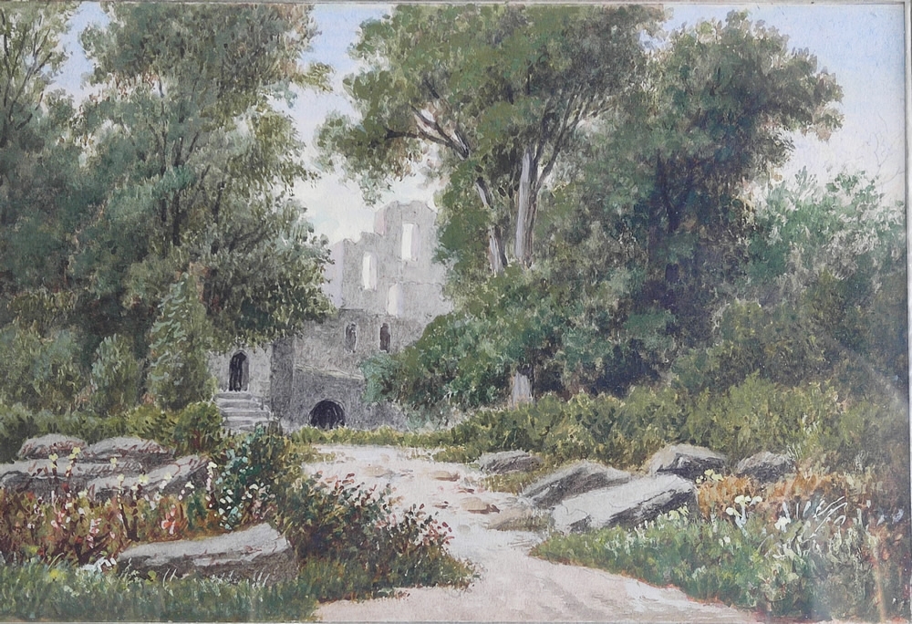 Artwork by Balduin Wolf, Ansicht einer Burgruine, Made of watercolor on paper