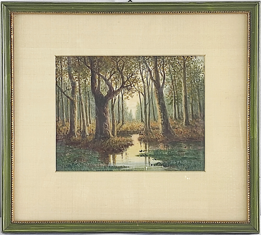 Artwork by Balduin Wolf, Waldstück mit Bachlauf, Made of watercolor on paper