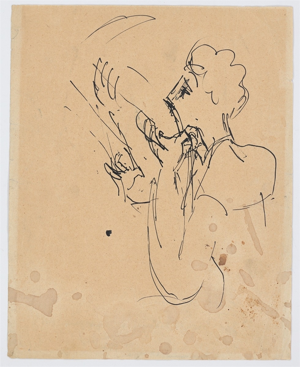 Artwork by Ernst Ludwig Kirchner, Der Geiger, Made of Pen And Black India Ink On Thin Paper