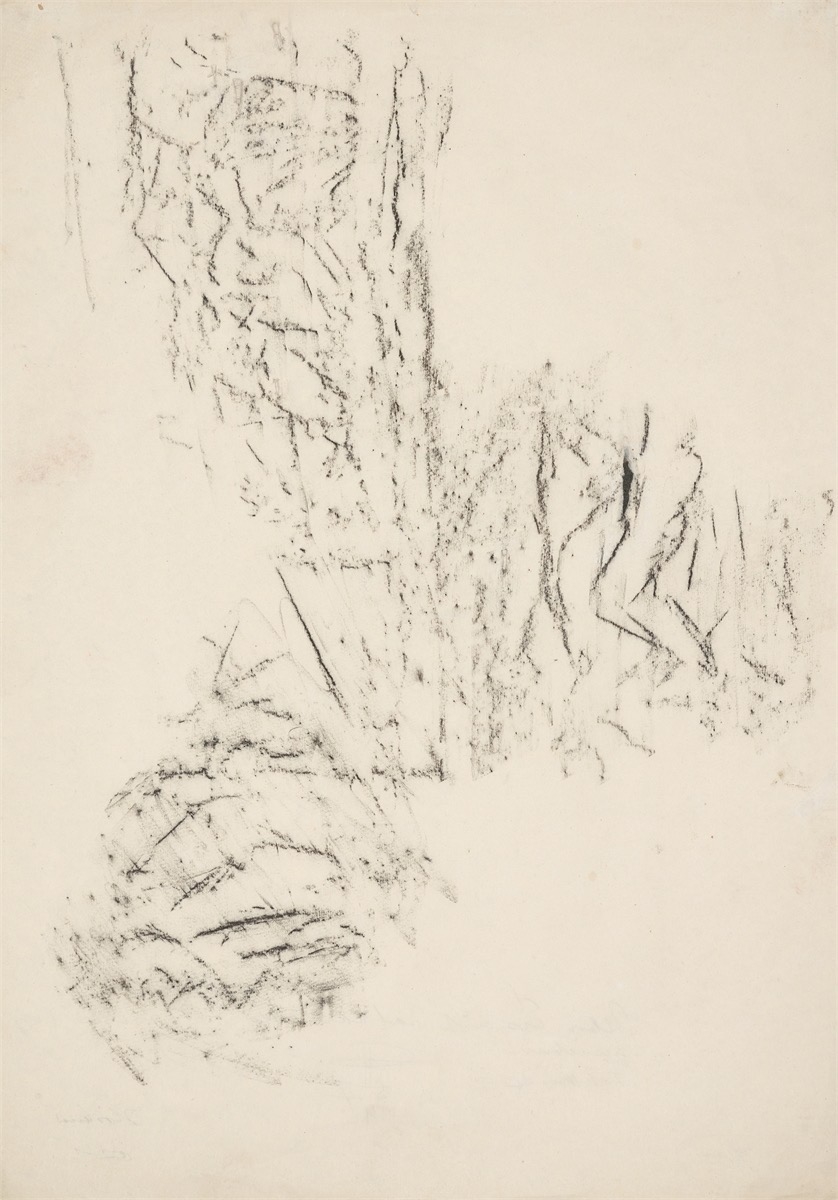 Artwork by Hermann Glöckner, Struktur einer Vereisung, Made of Frottage And Wax Crayon On Japan Paper