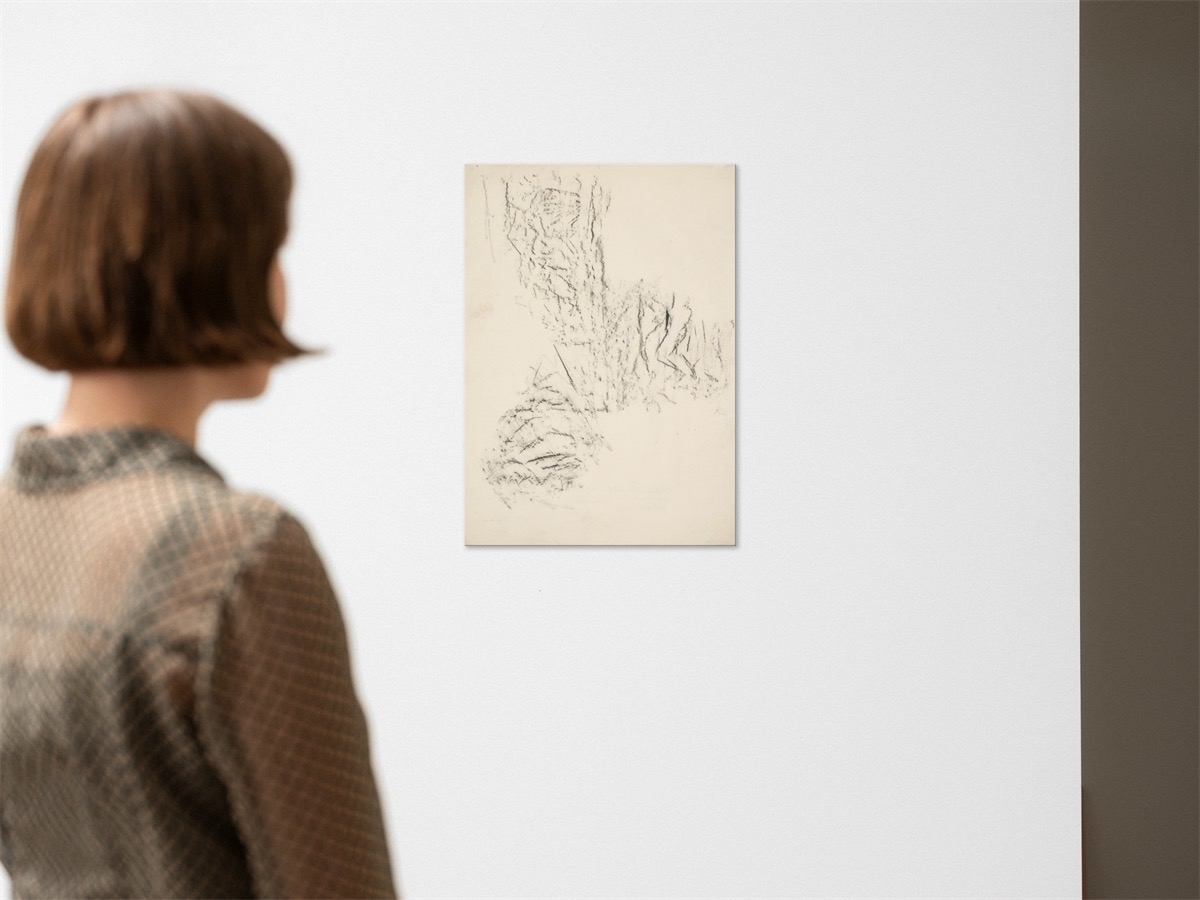 Artwork by Hermann Glöckner, Struktur einer Vereisung, Made of Frottage And Wax Crayon On Japan Paper