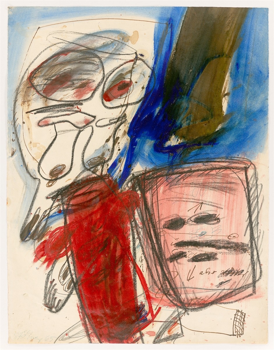 Artwork by Walter Stöhrer, No. 8, Made of Oil, Gouache, Charcoal, Ink, Pencil And Ballpoint Pen On Thin Laid Paper