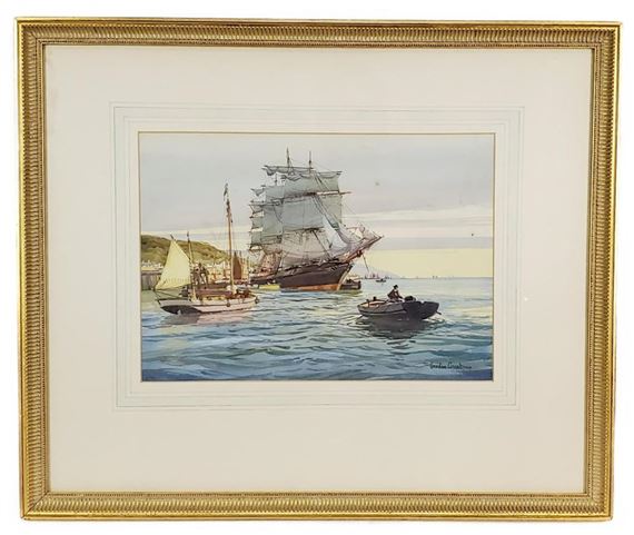 Marine Scene with Moored Ships - Gordon Grant