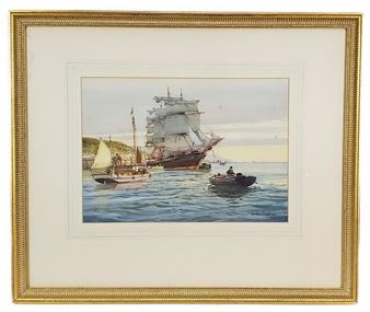 Marine Scene with Moored Ships - Gordon Grant