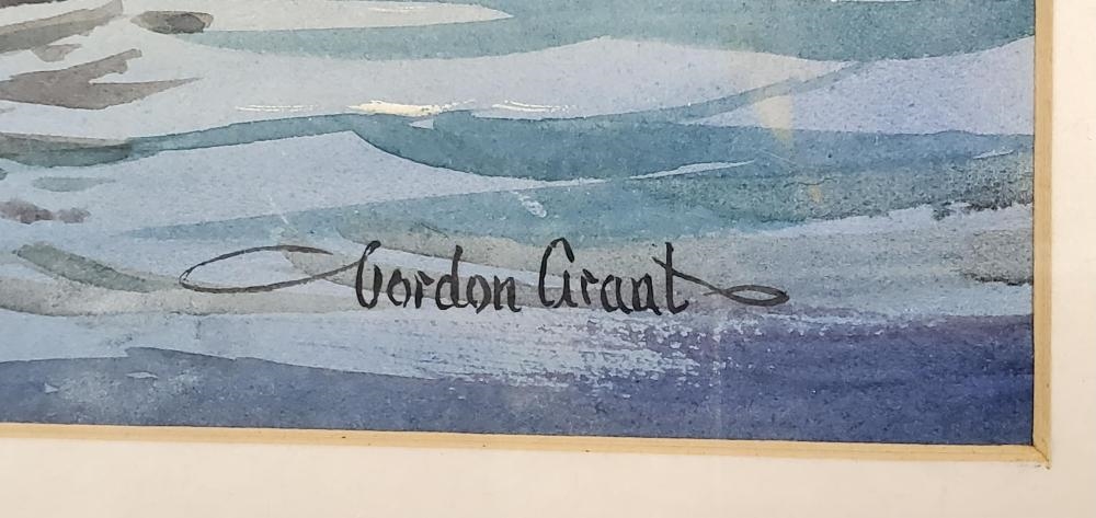 Artwork by Gordon Grant, Marine Scene with Moored Ships, Made of Watercolor On Paper