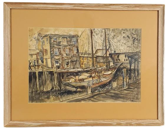 Boat in Canal at Low Tide - David Burliuk