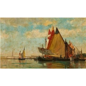 Bateaux à Venise - Louis-Auguste Veillon