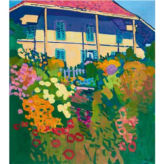 Sommer auf dem Lande (Berner Bauernhaus mit Garten) - Walter Ropélé