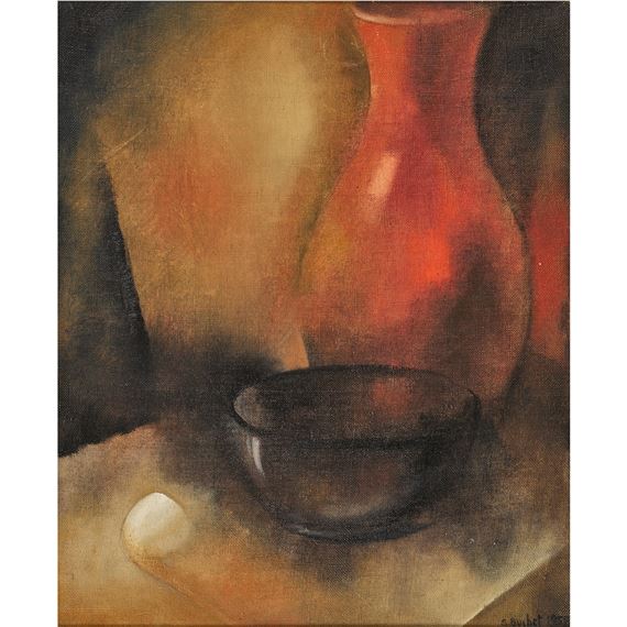 Nature morte avec pipe, coupe en verre et vase - Gustave Buchet