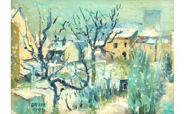 Artwork by Alain Gravie, Argenteuil sous la neige, Made of oil on canvas