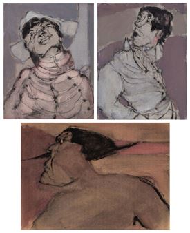 WOMAN WITH WHITE HAT; WOMAN WITH WHITE SHAWL; PORTRAIT OF A MAN WITH MOUSTACHE