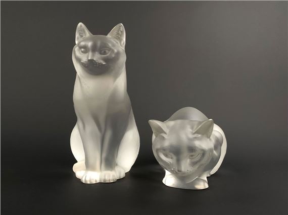 Chat Assis & Chat Couche by René Lalique