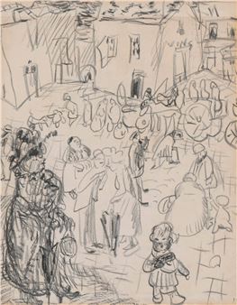 Street scene, illustration project for Vollard's Dingo, drawing no. 10 - Pierre Bonnard