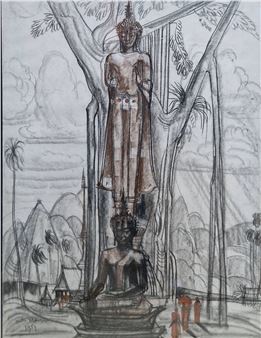 Statues in a Mountain Landscape