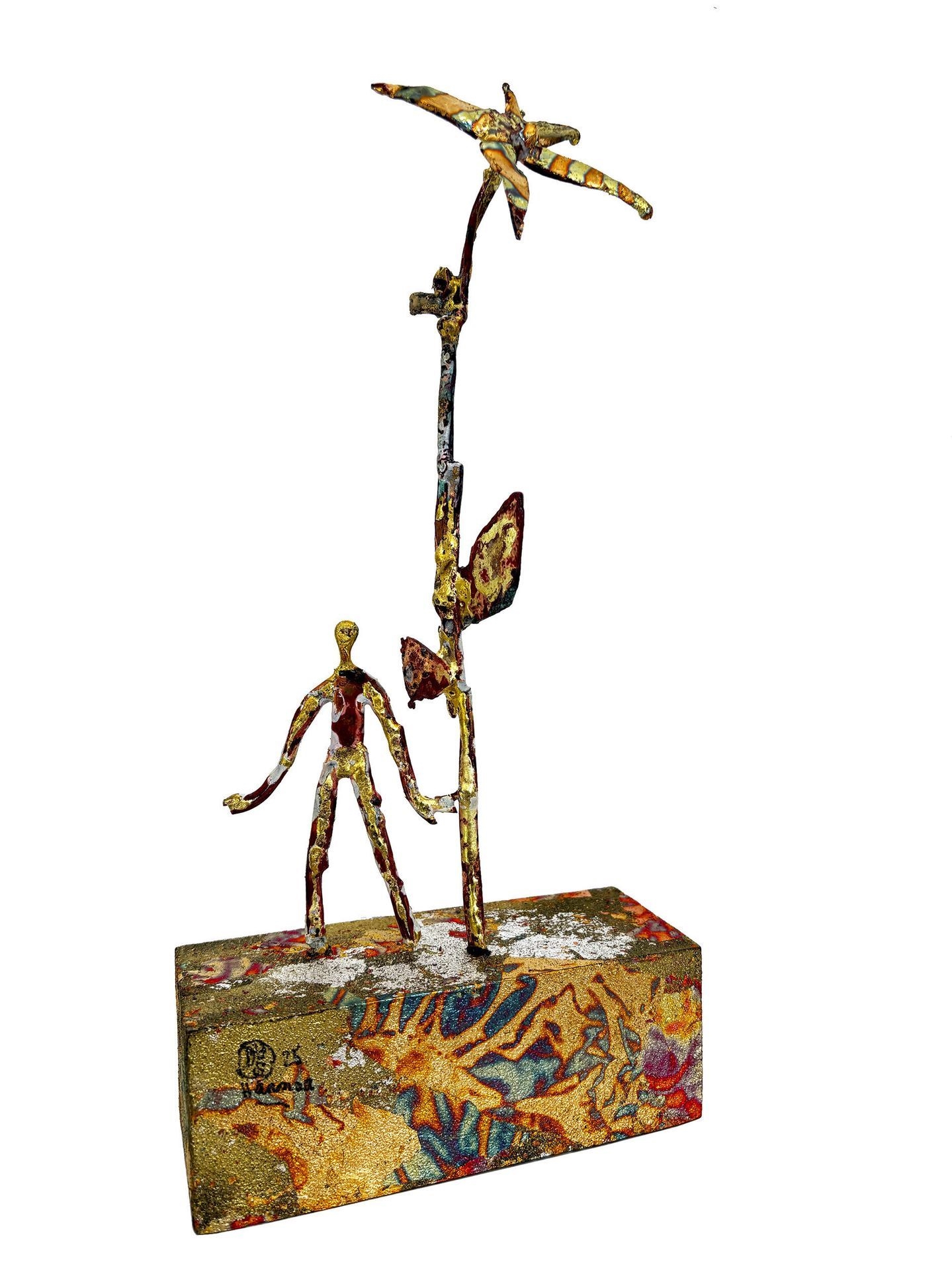 Artwork by Stéphane Daireaux, Sculpture en bronze, cuivre, laiton, bois doré et métal battu oxydé, Made of Bronze, Cuivre, Laiton, Bois Doré, Métal Battu Oxydé