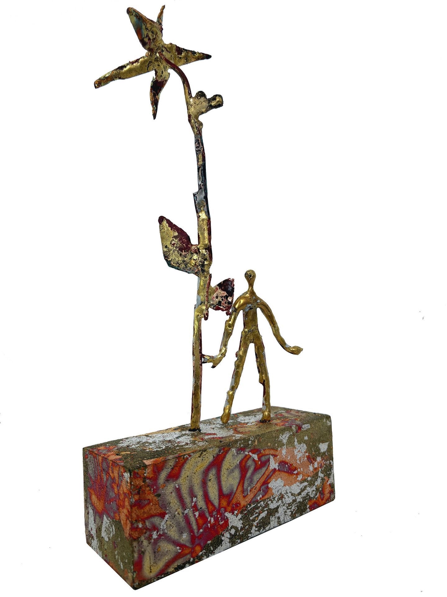 Artwork by Stéphane Daireaux, Sculpture en bronze, cuivre, laiton, bois doré et métal battu oxydé, Made of Bronze, Cuivre, Laiton, Bois Doré, Métal Battu Oxydé