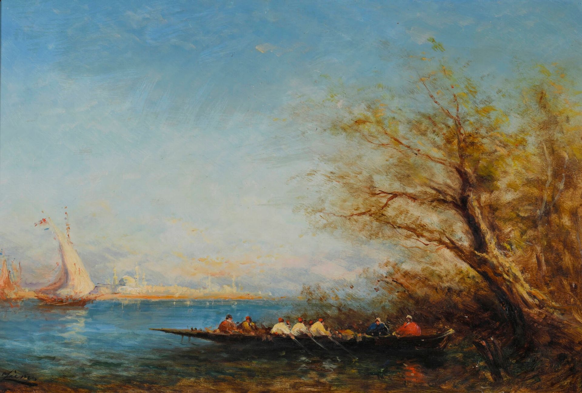 Artwork by Félix Ziem, Caïque on the Bosphorus, Made of Oil On Panel