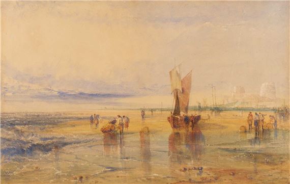 Fisherfolk on the Sands near Flint Castle, North Wales - Joseph Mallord William Turner
