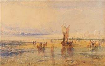Fisherfolk on the Sands near Flint Castle, North Wales - Joseph Mallord William Turner