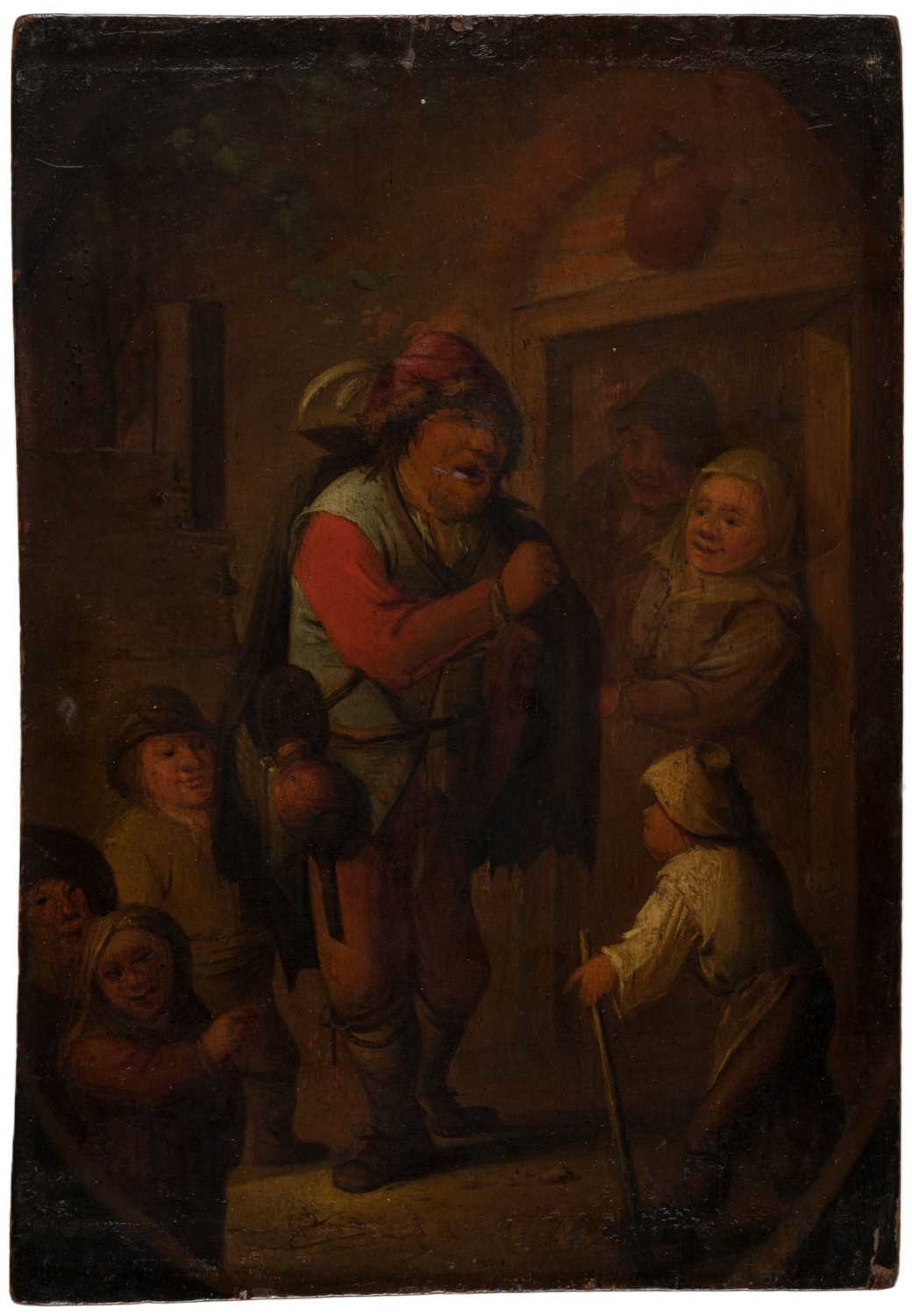 Artwork by Adriaen van Ostade, Pedlar at a Tavern Door, Made of Oil On Panel
