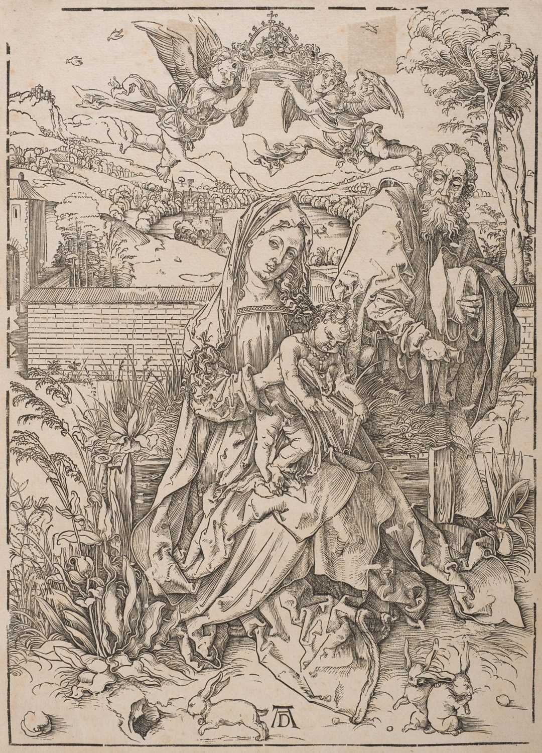 Artwork by Albrecht Dürer, The Holy Family with Three Hares, Made of Woodcut On Cream Laid Paper