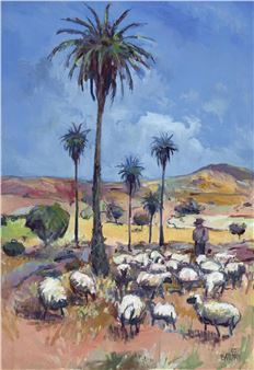 Shepherd and Palm Trees - Piers Bateman