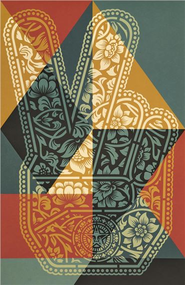 Peace Fingers Geometric - Shepard Fairey