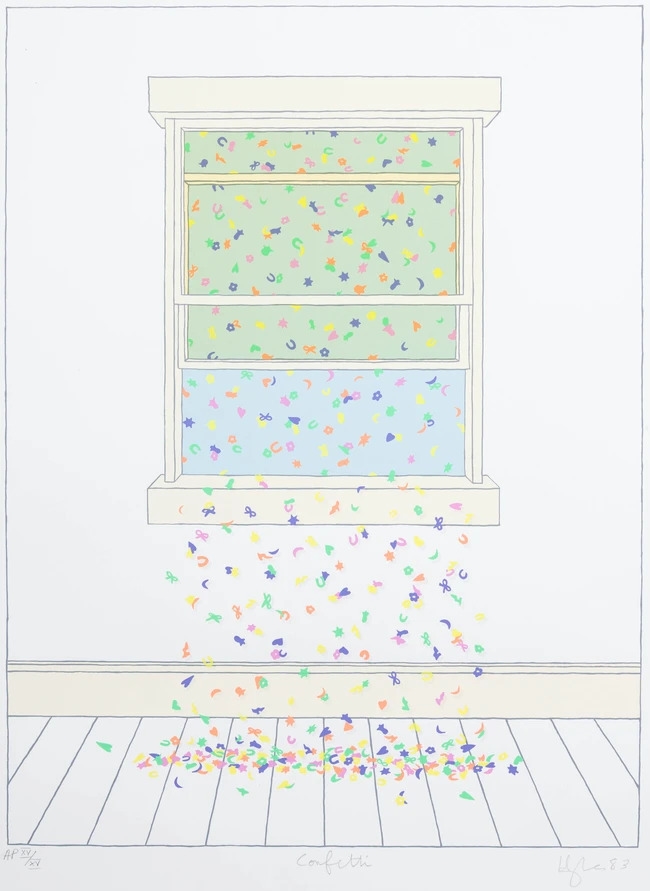 Artwork by Patrick Hughes, Confetti, Made of Screenprint In Colours On Wove