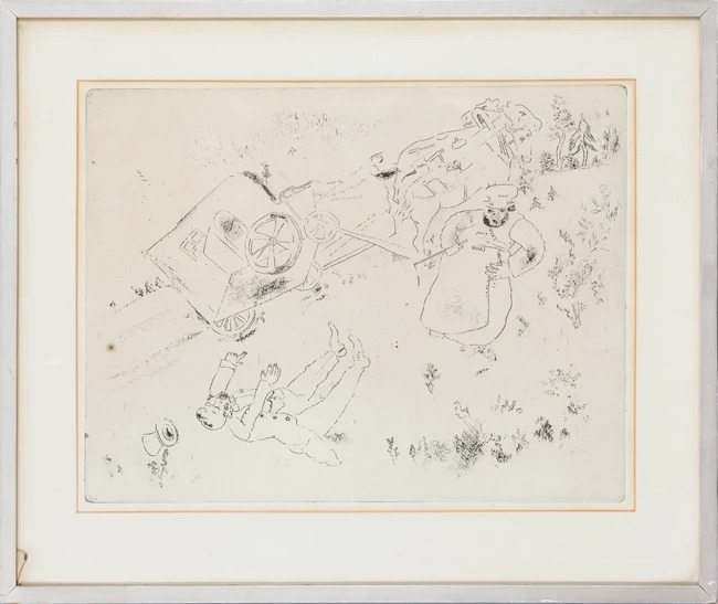 Artwork by Marc Chagall, La Britchka S'est Renversée pl.14, from Les Âmes Mortes, Made of Etching On Wove