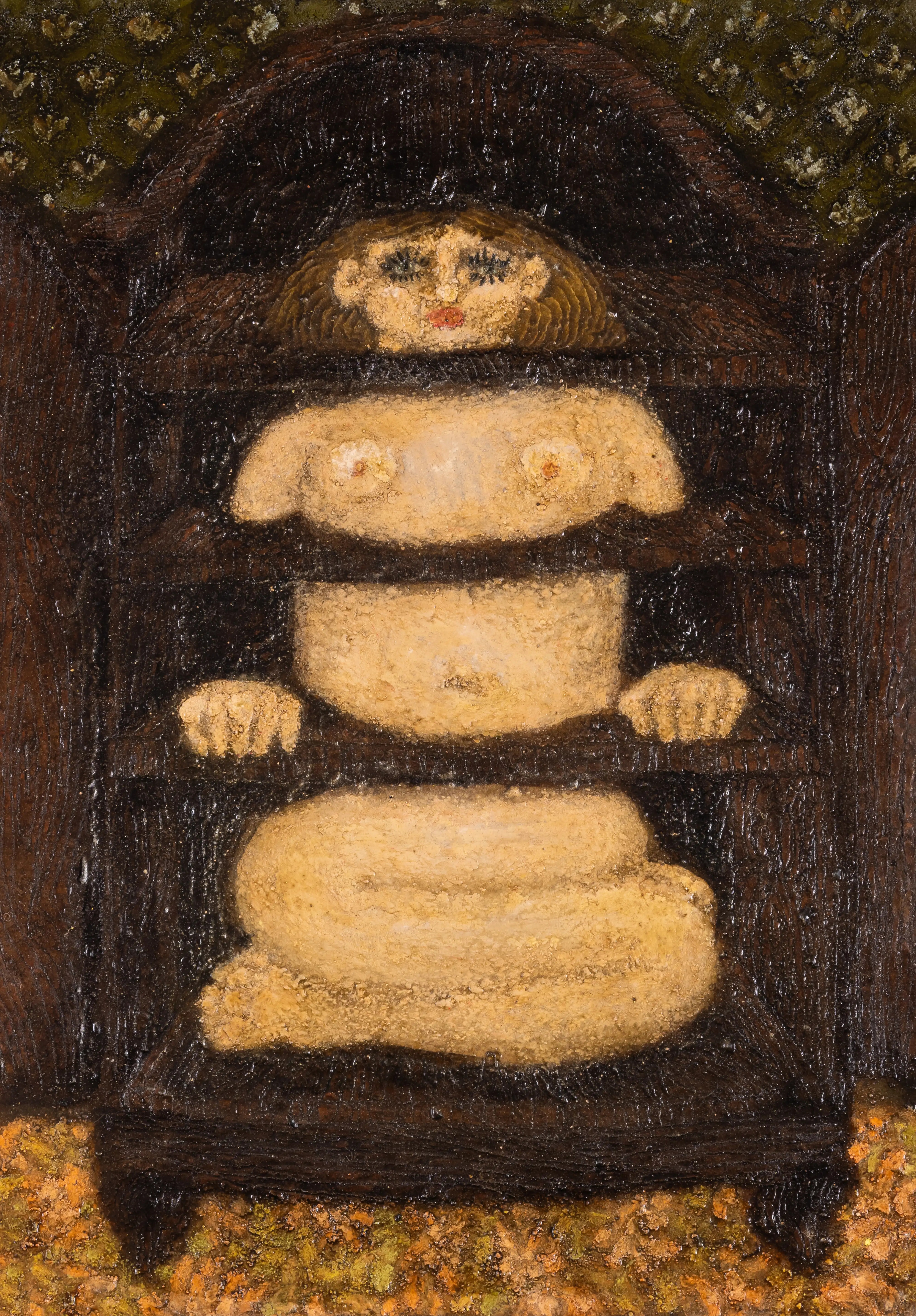 Artwork by Plum Cloutman, In The Wardrobe, Made of Oil With Pastel On Paper Laid On Board