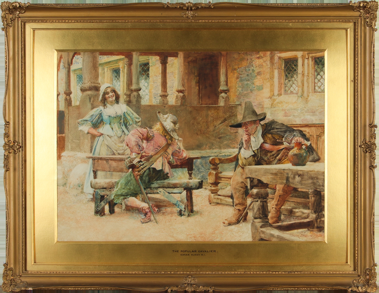 Artwork by Edgar Bundy, THE POPULAR CAVALIER, Made of Watercolour Drawing