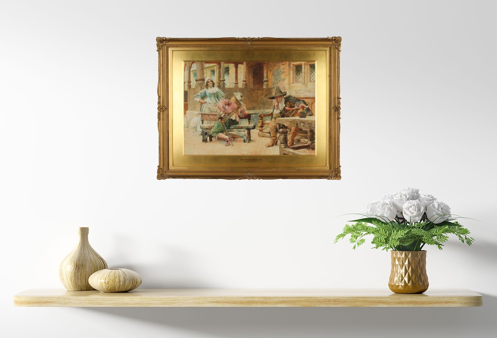 Artwork by Edgar Bundy, THE POPULAR CAVALIER, Made of Watercolour Drawing