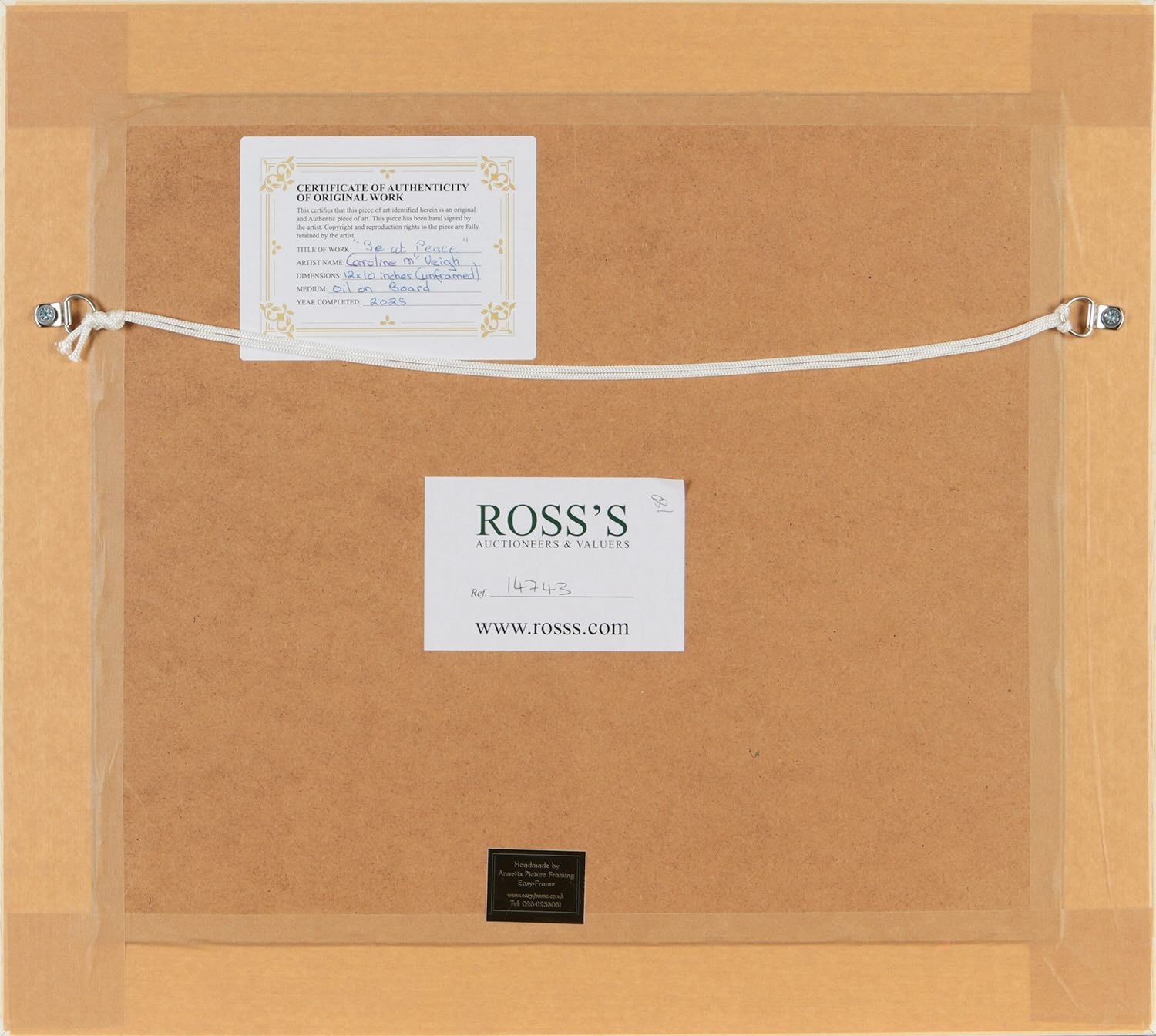 Artwork by Caroline McVeigh, BE AT PEACE, Made of Oil On Board