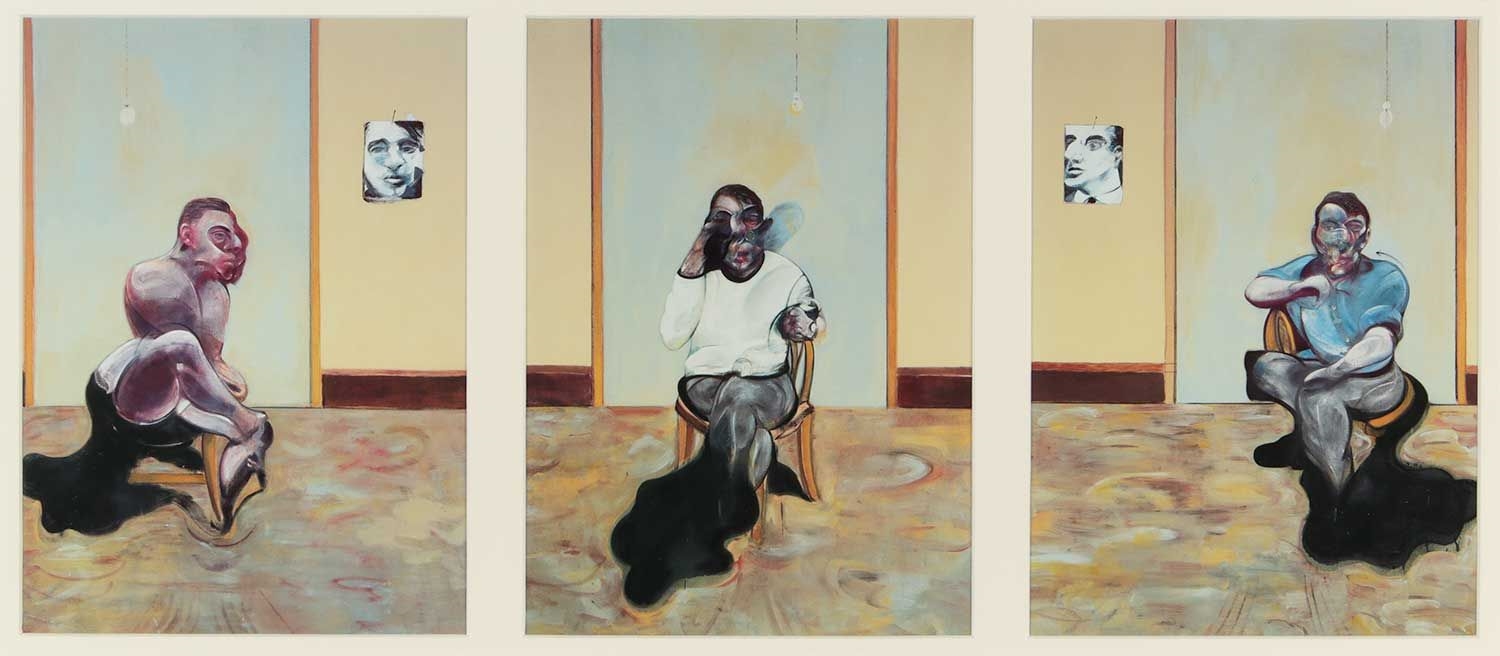 Artwork by Francis Bacon, POSTHUMOUS PORTRAIT OF GEORGE DYER, SELF-PORTRAIT, PORTRAIT OF LUCIAN FREUD, Made of Triptych Coloured Prints