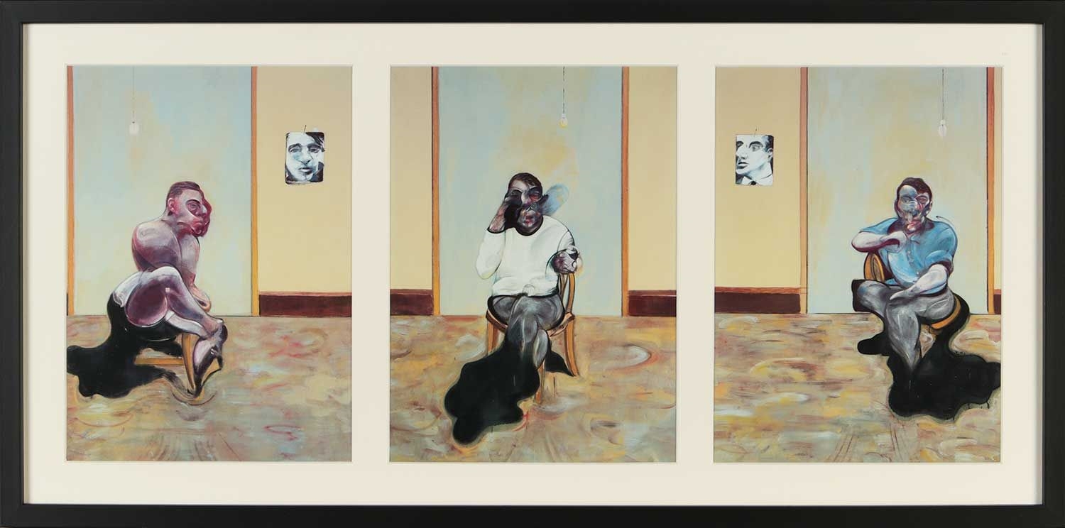 Artwork by Francis Bacon, POSTHUMOUS PORTRAIT OF GEORGE DYER, SELF-PORTRAIT, PORTRAIT OF LUCIAN FREUD, Made of Triptych Coloured Prints